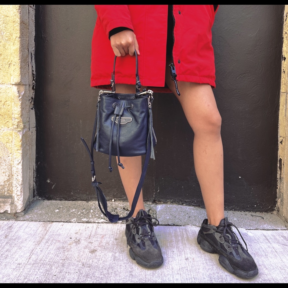 Balenciaga Bordeaux Leather Papier Plate Bucket Bag